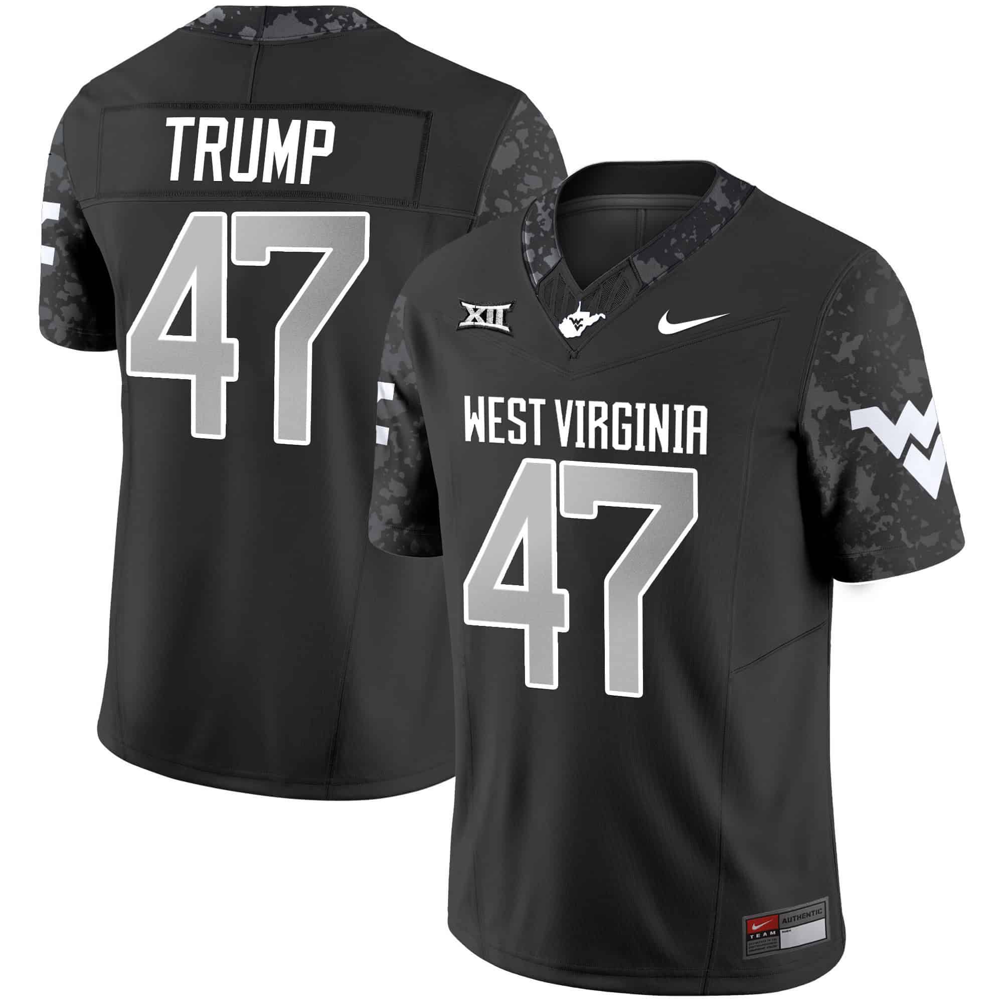 Men West Virginia Mountaineers #47 Trump Black 2024 Nike Vapor Limited NCAA Jersey